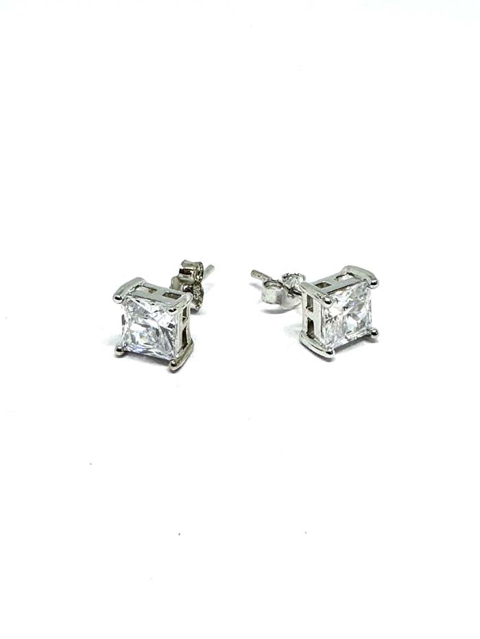 925 Sterling Silver Square Zircon Studs