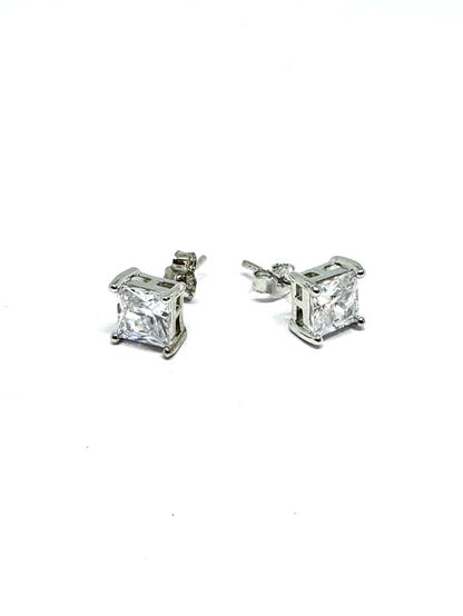 925 Sterling Silver Square Zircon Studs