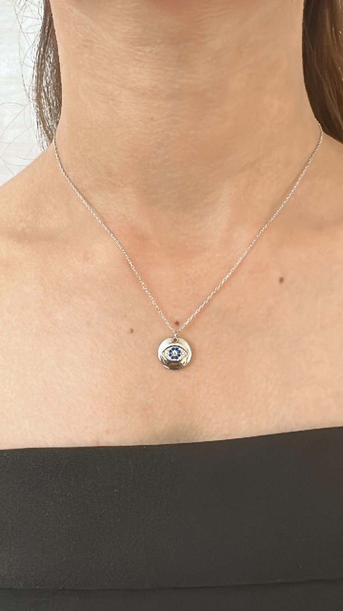 925 Sterling Silver Rose Gold Evil Eye Necklace