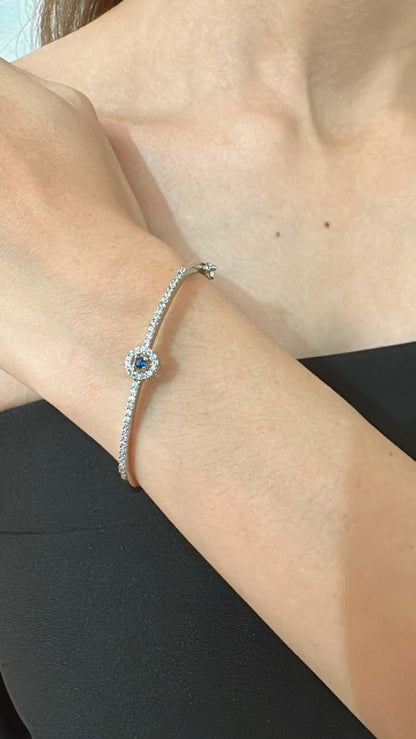 925 Sterling Silver Sapphire Blue Kada Bracelet