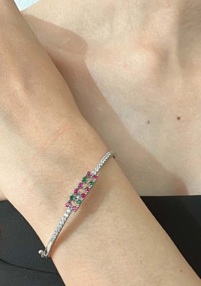 925 Sterling Silver Multicolor Kada Bracelet