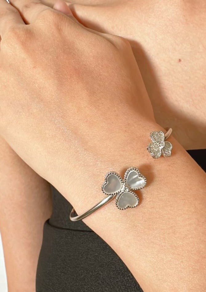 925 Sterling Silver Flower Kada Bracelet