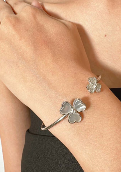 925 Sterling Silver Flower Kada Bracelet