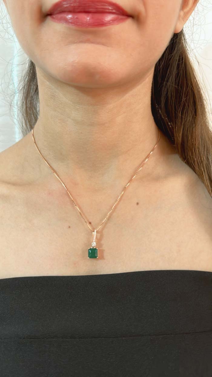 Emerald Necklace - Rose gold 18kgp @ Sterling Silver - Oval Cut – Spirit  Art USA