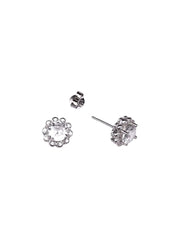 Silver Floral Solitaire Pendant Set