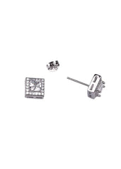 Silver Square Solitaire Pendant Set