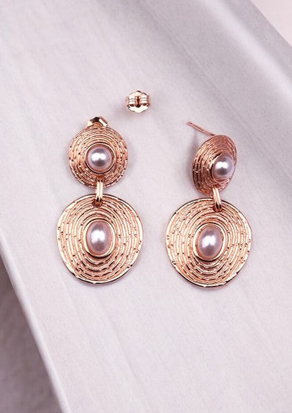 Rosegold Textured Pearl Dangles