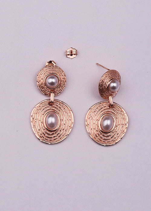 Rosegold Textured Pearl Dangles