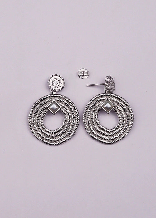 Silver Textured Spiral Dangles