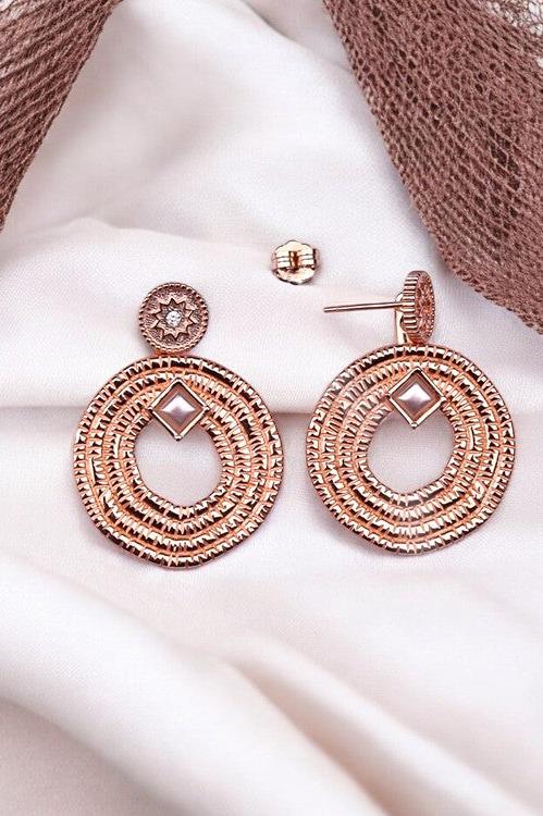 Rose Gold Textured Spiral Dangles