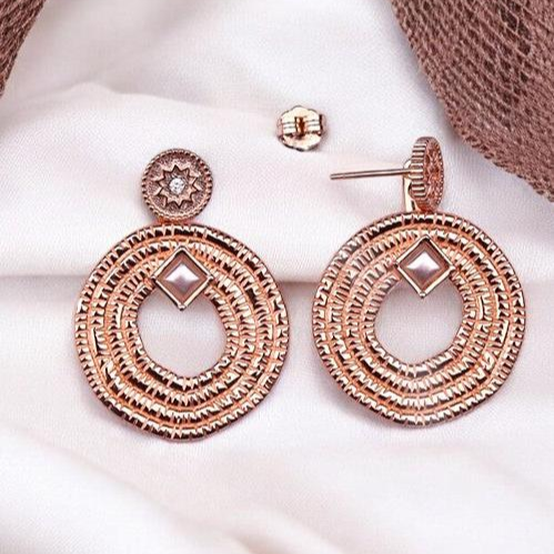 Rose Gold Textured Spiral Dangles