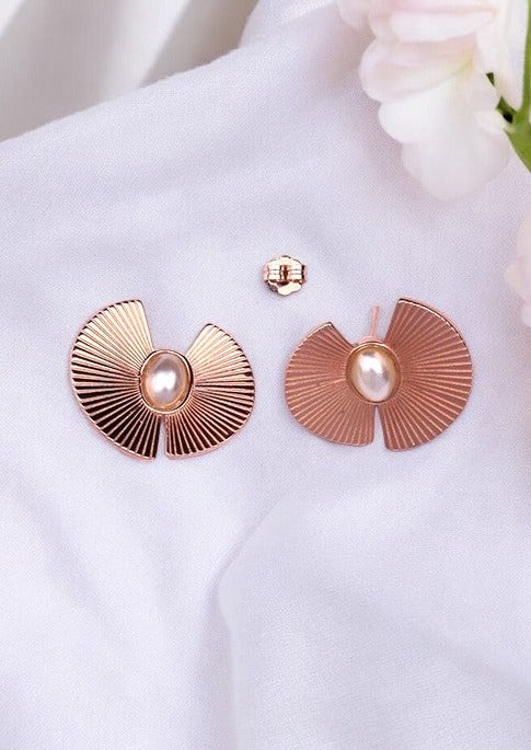 Rosegold Pearl Textured Earstuds