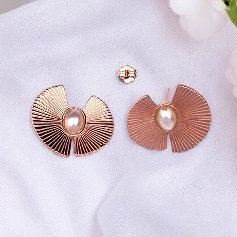 Rosegold Pearl Textured Earstuds