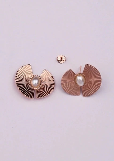 Rosegold Pearl Textured Earstuds