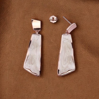 Rosegold Mother Of Pearl Art Earrings