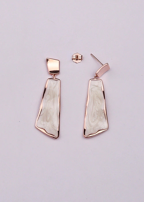 Rosegold Mother Of Pearl Art Earrings