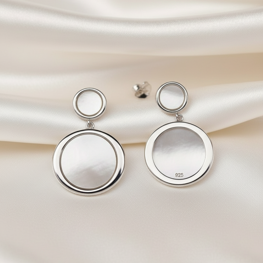 Silver Celestial Mother of Pearl Earrings