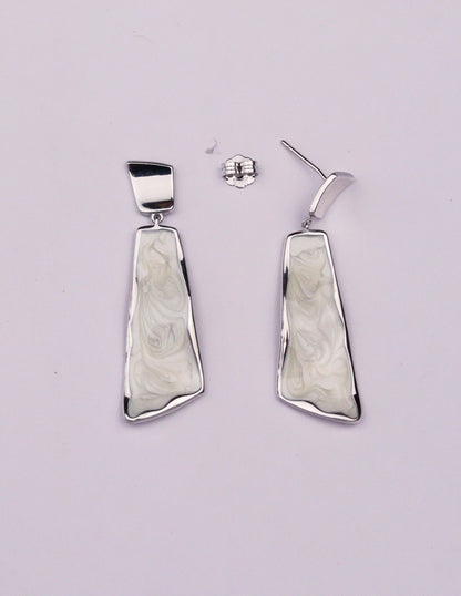 Silver Mother Of Pearl Art Earrings