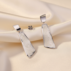 Pair of Silver Mother Of Pearl Art Earrings