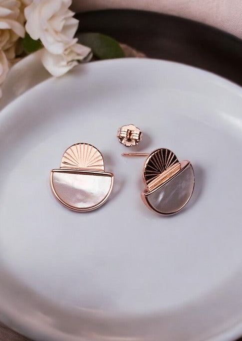 Rosegold Elegance Mother Of Pearl Studs