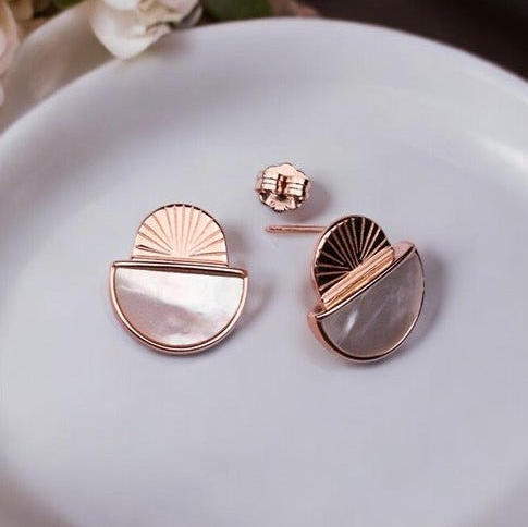 Rosegold Elegance Mother Of Pearl Studs