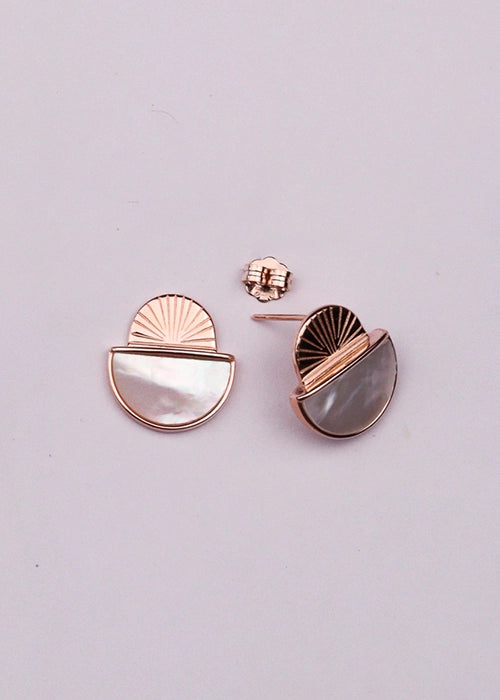 Rosegold Elegance Mother Of Pearl Studs