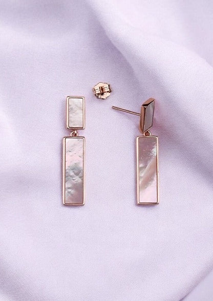 Rosegold Rectangle Mother of Pearl Dangles