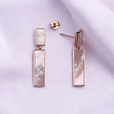 Rosegold Rectangle Mother of Pearl Dangles