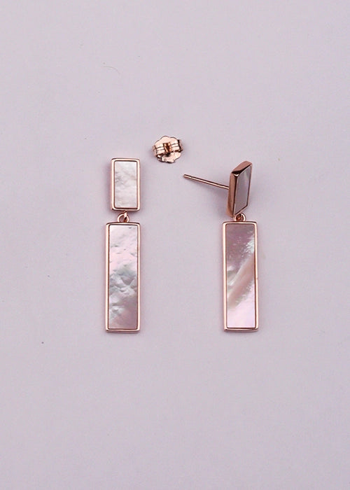 Rosegold Rectangle Mother of Pearl Dangles