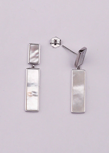 Silver Rectangle Mother of Pearl Dangles