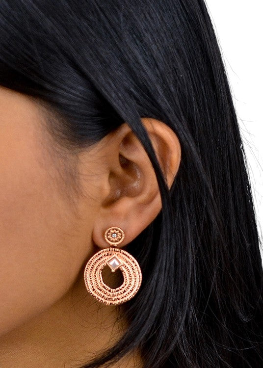 Rose Gold Textured Spiral Dangles