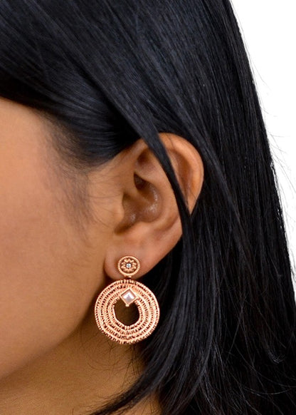 Rose Gold Textured Spiral Dangles