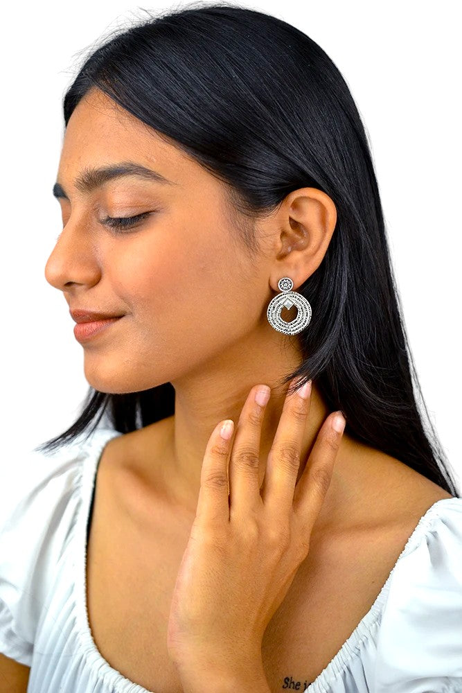 Silver Textured Spiral Dangles