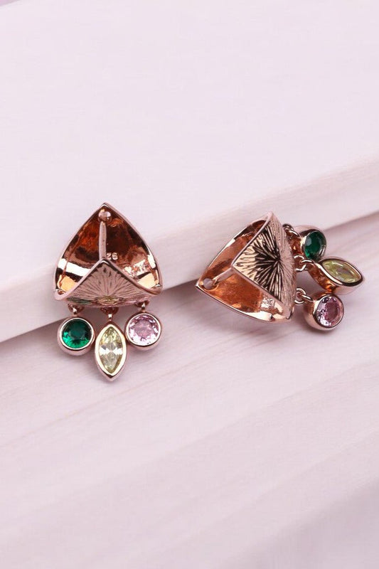 Rosegold Shimmering multicolor charm dangles