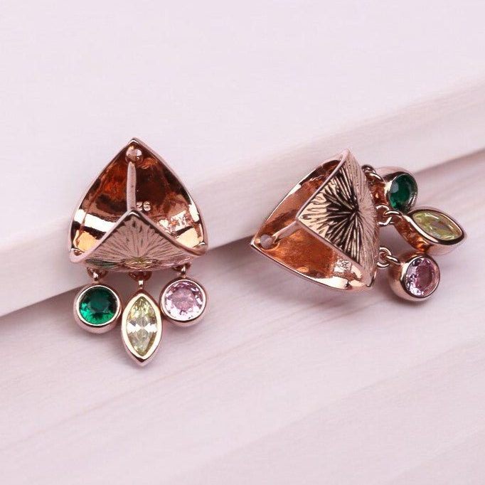 Rosegold Shimmering multicolor charm dangles