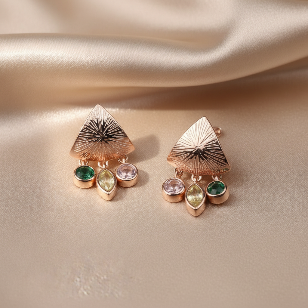 Rosegold Shimmering multicolor charm dangles