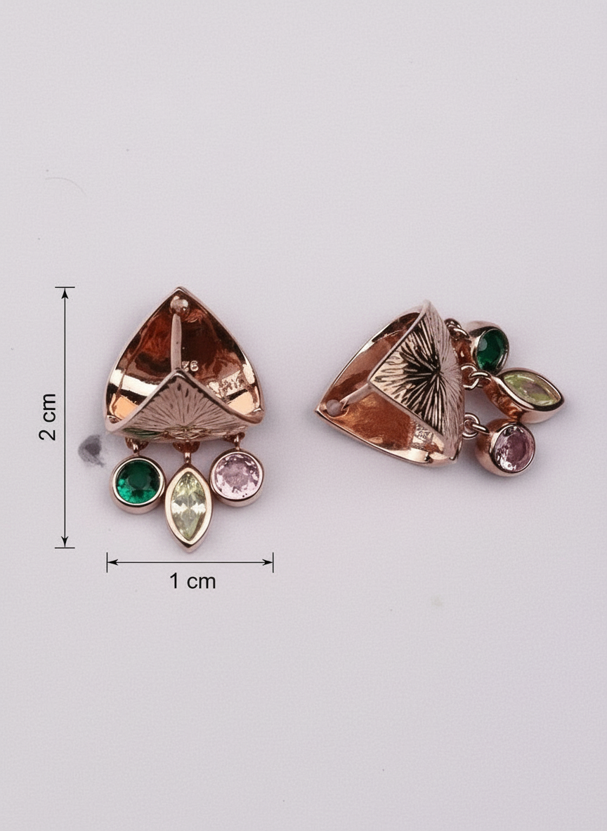 Pair of earrings with gemstones and measurements
