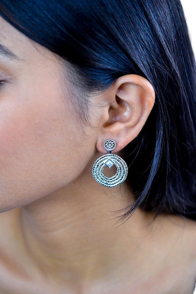 Silver Textured Spiral Dangles