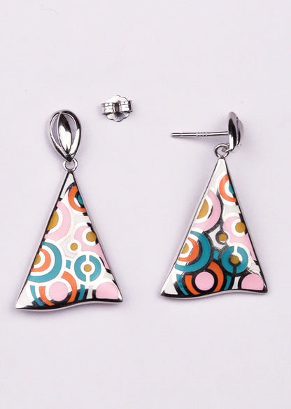 Silver Vibrant colorful Pendant Set