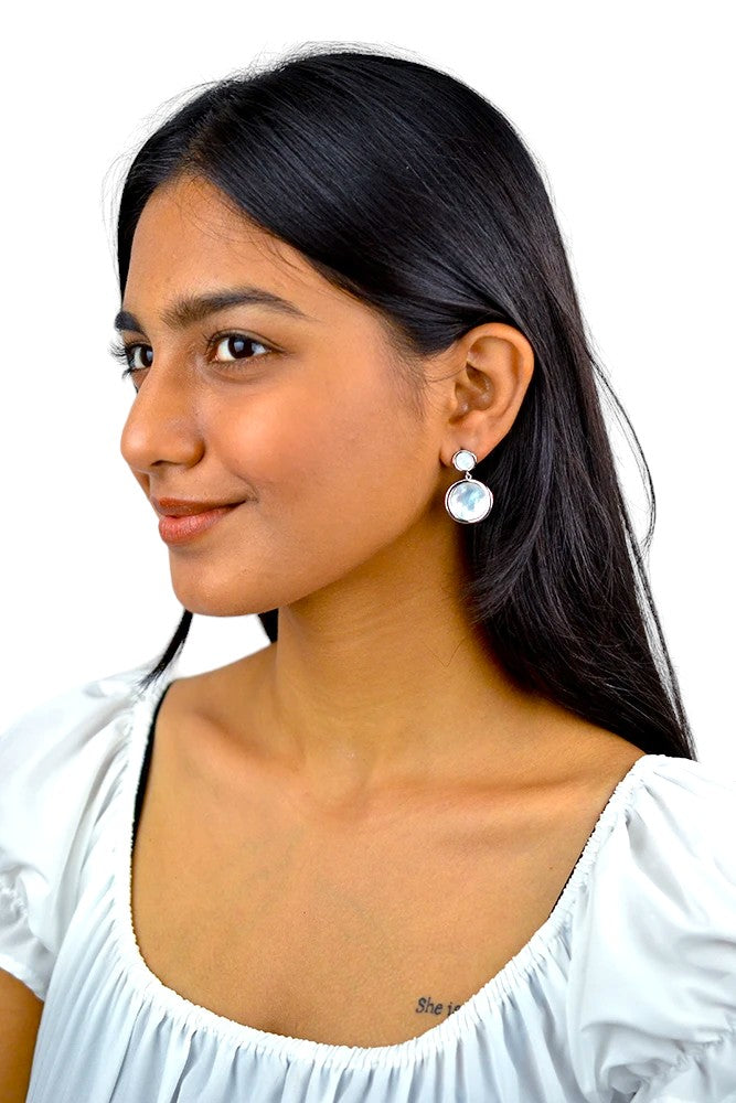 Silver Celestial Mother of Pearl Earrings