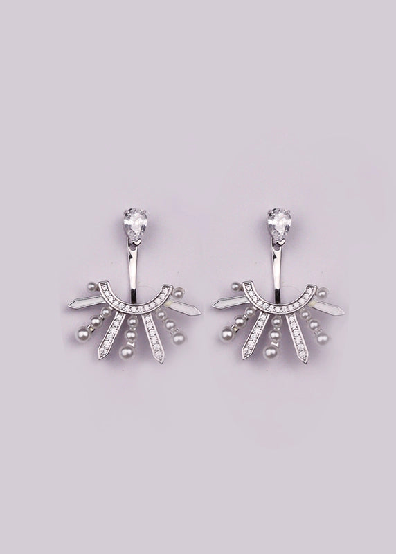 Silver Queens Crown Earrings