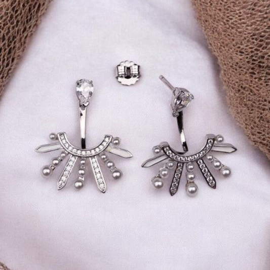 Silver Queens Crown Earrings