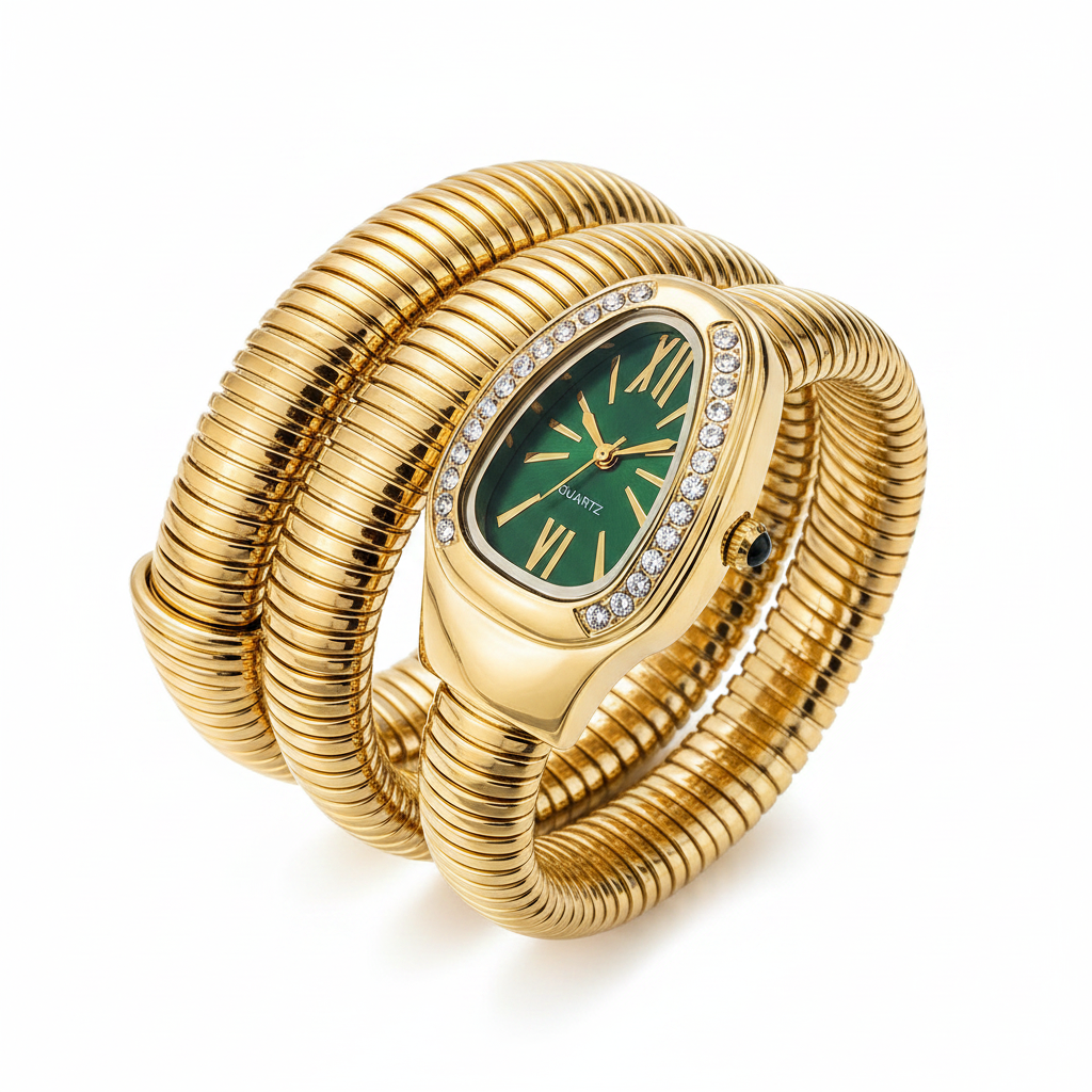 Serpentine Snake Watch For Woman with Spiral Bracelet