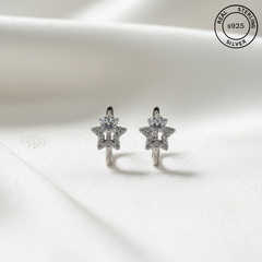 925 Sterling Silver Celeste Twin Star Huggie Hoops