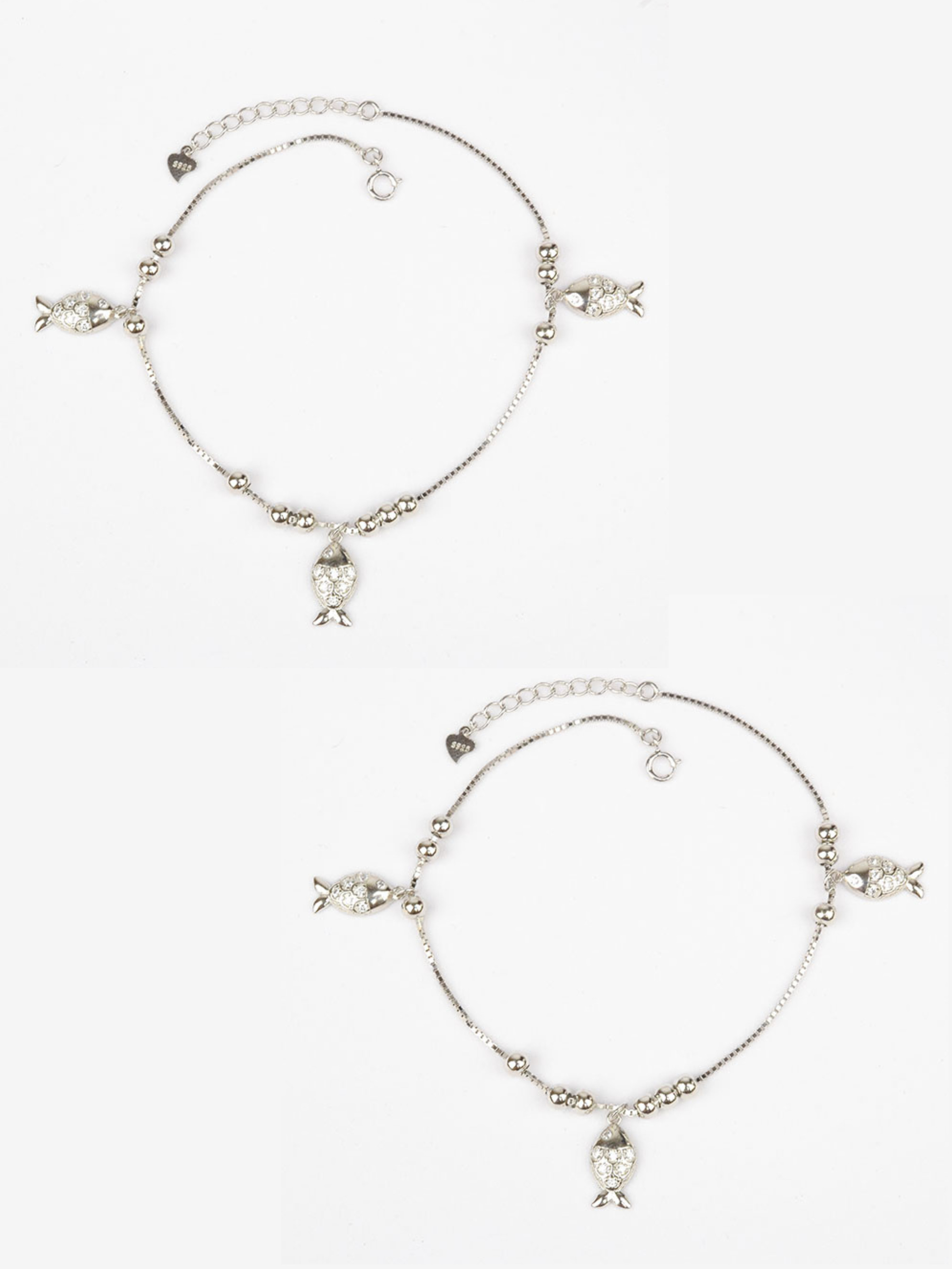 925 Sterling Silver Shoal Anklets(pair)