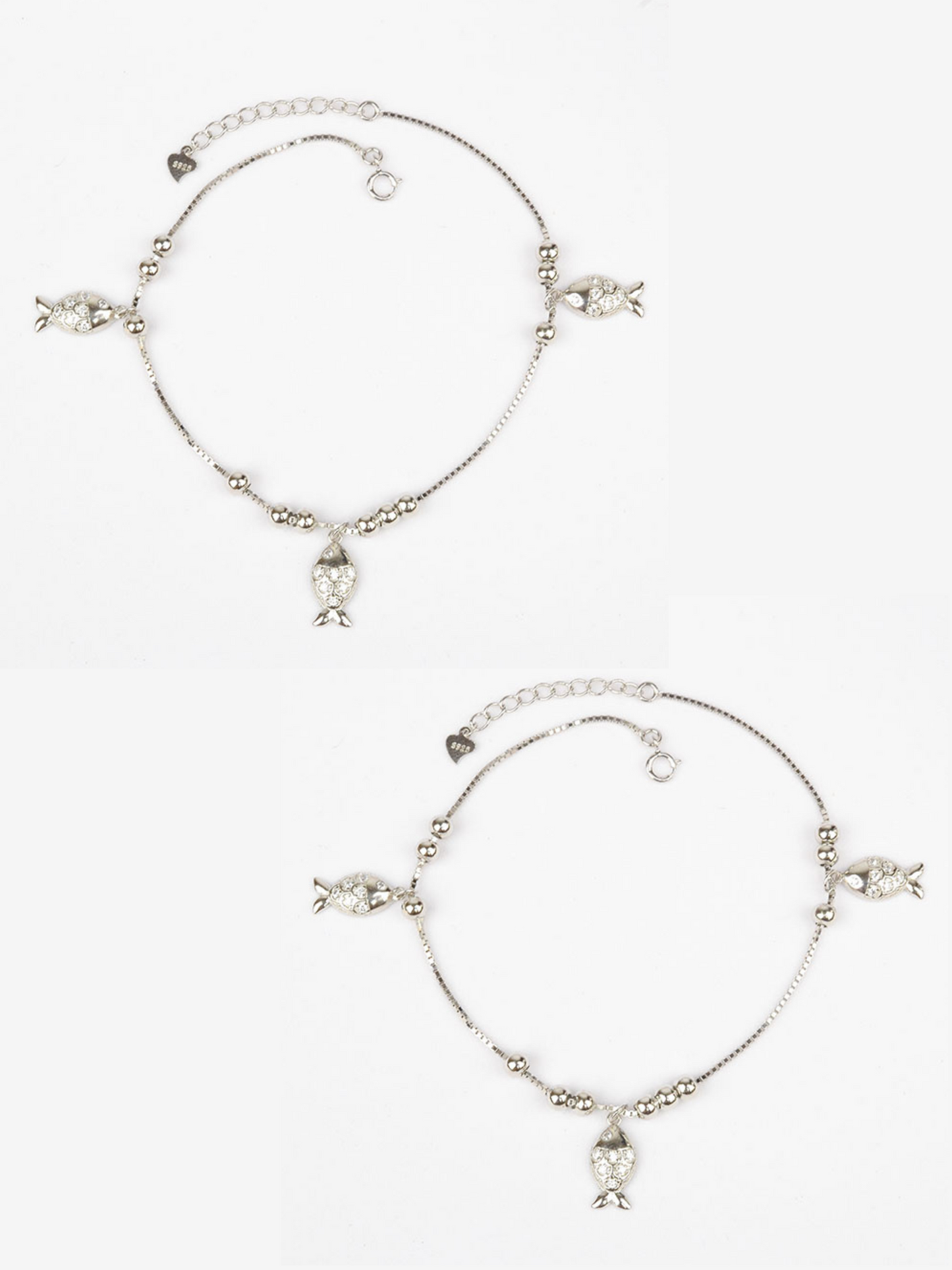 925 Sterling Silver Shoal Anklets(pair)