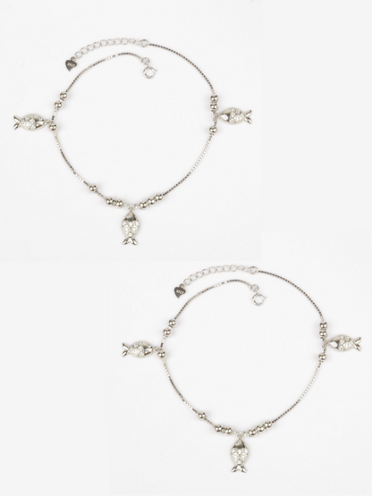 925 Sterling Silver Shoal Anklets(pair)