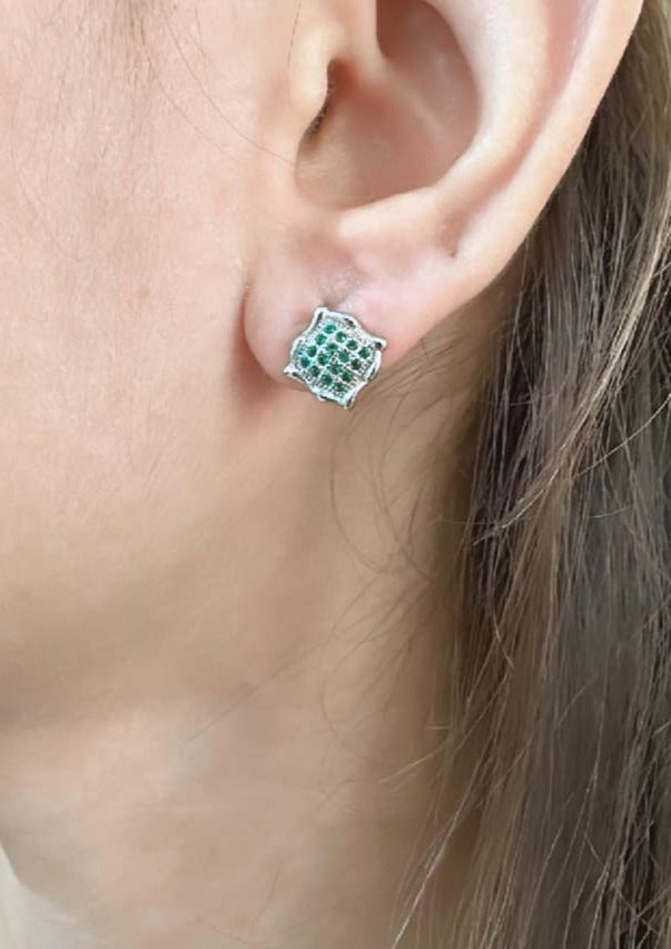 925 Sterling Silver Emerald Green Zircon Studs