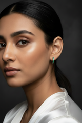 925 Sterling Silver Emerald Green Spark Hoop Earrings