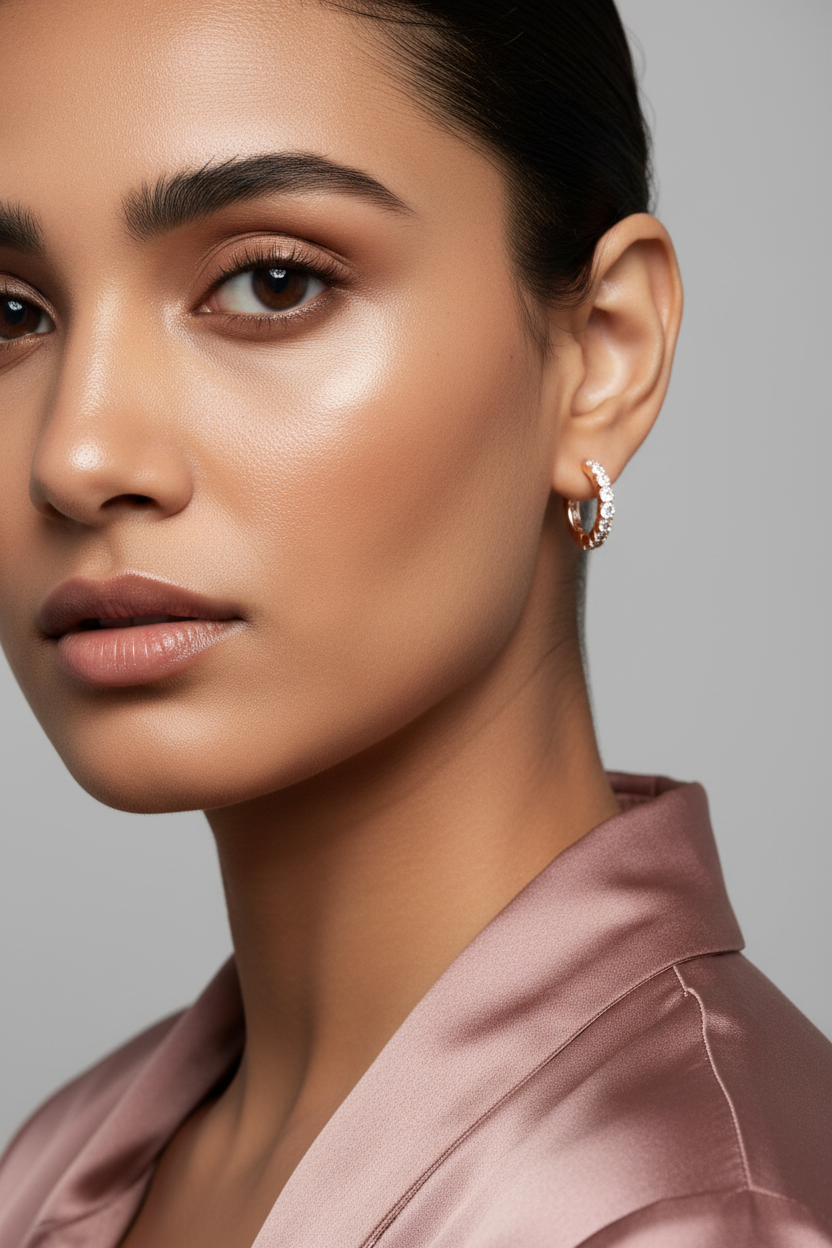 925 Sterling Silver Rosegold Spark Hoop Earrings